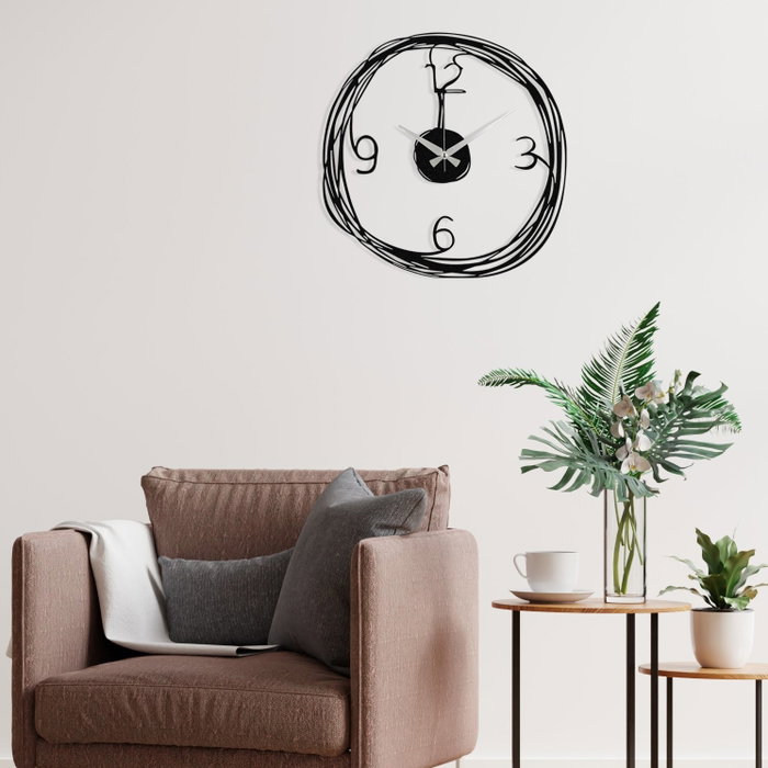 Wallity Gergo Reloj de Pared Decorativo de Metal Negro